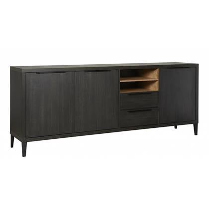Woonexpress Dressoir Zwanenburg - MDF - Zwart - 225 x 90 x 48 cm (BxHxD)