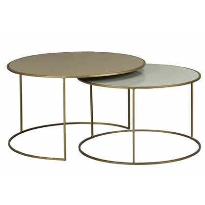 Woonexpress Salontafel (set Van 2) Liema - Glas - Goud - 75 x 44 x 75 cm (BxHxD)