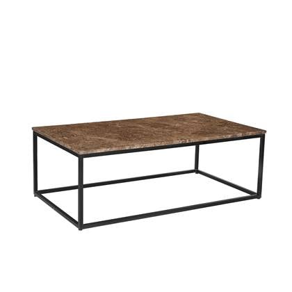 Livingfurn - Salontafel Dion Emperador 120cm - Marmer Bruin, Zwart