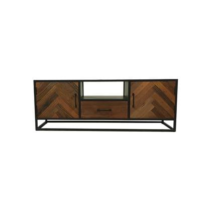 TV-Meubel Verona - 150x40x55 - Bruin/zwart - Oud hout/metaal