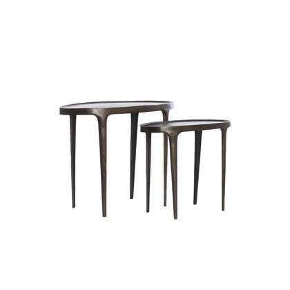 Light&living Bijzettafel S|2 55x25,5x44+70x33x53 cm ARICA donker Bruin