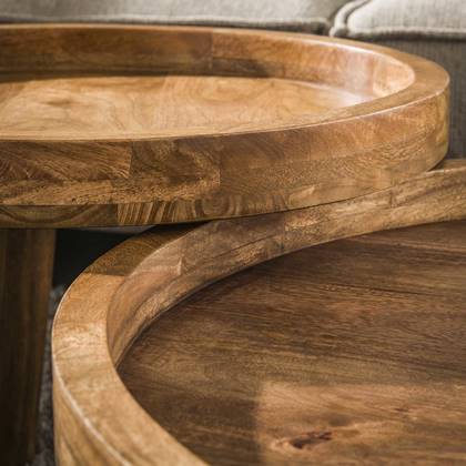 Giga Meubel - Salontafel Tripod Mango Naturel Set van 2 Bruin