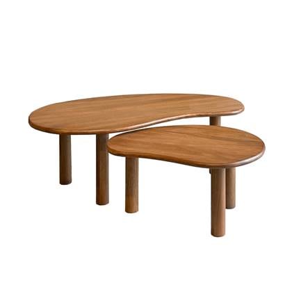 Livingfurn - Salontafel Organisch - Mangohout - Set Van 2 - Nubi Bruin