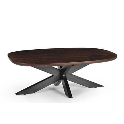 Livingfurn - Salontafel Jesper Brown 120cm - Mangohout | Gecoat Staal Bruin, Zwart