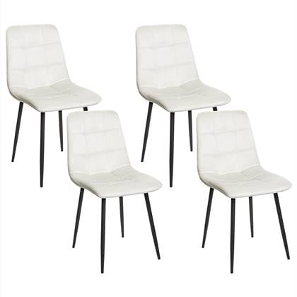 Beliani - POWELL - Eetkamerstoel set van 4 - Gebroken - Fluweel Wit