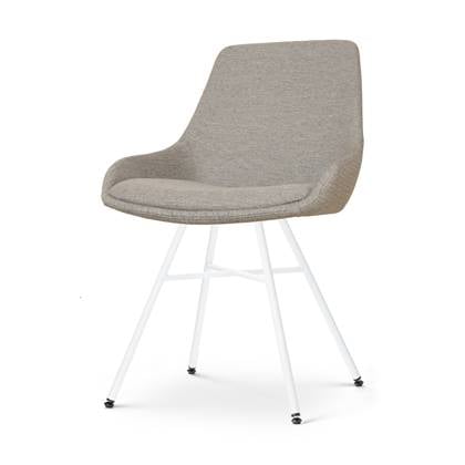 Nolon Noa-Isa Eetkamerstoel Warm Grijs - Stof - Wit Onderstel - Design - Scandinavisch - Comfortabel