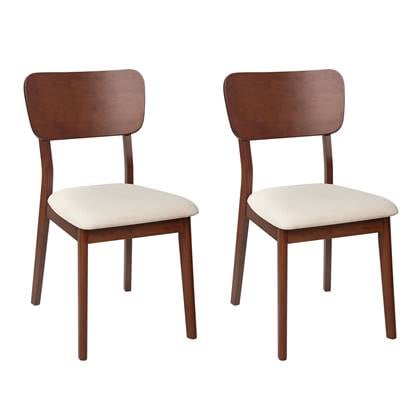 Beliani - MINIER - Eetkamerstoel set van 2 - Lichtbeige - Hout Bruin