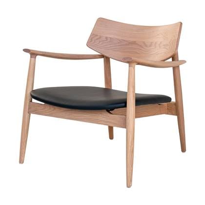 Artichok Oliver Houten Fauteuil - Zwarte Kunstleren Zitting - Relaxstoel - met Armleuning - Stoel - Naturel