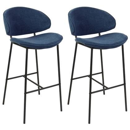 Beliani - KIANA - Barkruk set van 2 - Marine - Polyester Blauw