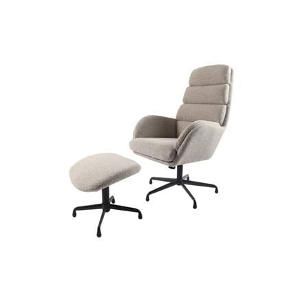Nordic Home Stein relaxfauteuil & voetbank set - bouclé Taupe