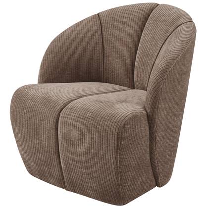 WOOOD Mojo Draaifauteuil - Ribstof - Donker Zand - 75x68x77 Bruin
