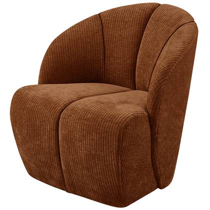 WOOOD Mojo Draaifauteuil - Ribstof - Roest Bruin - 75x68x77