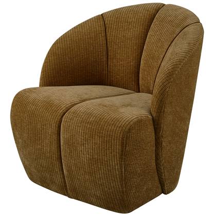 WOOOD draaifauteuil Mojo - Ribstof - Honing Geel - 75x68x77 cm