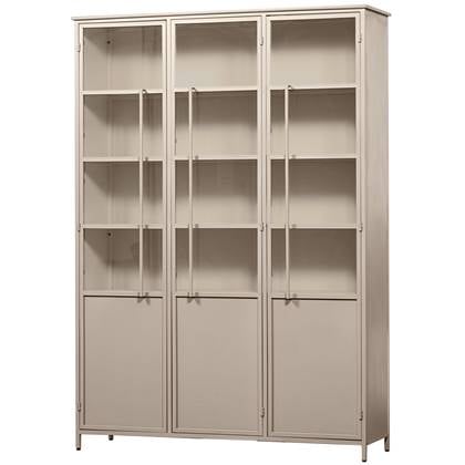 WOOOD 3-deurs vitrinekast XL Exhibit - Metaal - Zand - 200x142x44 cm Bruin