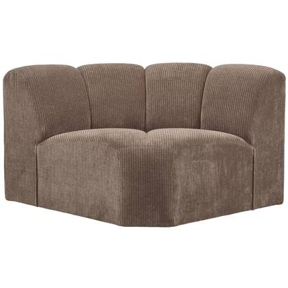 WOOOD Mojo Bank Hoekelement - Ribstof - Donker Zand - 75x68x77 Bruin