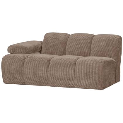 WOOOD Mojo 1,5-Zits Bank Met Arm Links - Ribstof - Zand - 74x160x97 Bruin