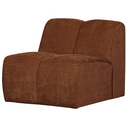WOOOD Mojo 1-Zits Bank - Ribstof - Roest Bruin - 74x80x97