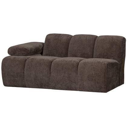 WOOOD Mojo 1,5-Zits Bank Met Arm Links - Ribstof - Bruin - 74x160x97