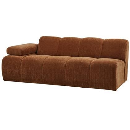 WOOOD Mojo 2-Zits Bank Met Arm Links - Ribstof - Roest Bruin