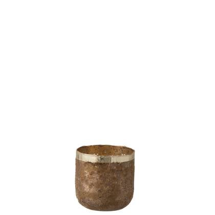 J-Line - Theelichthouder Rond Glas Oud Roze Medium Frosty - 13x13 CM