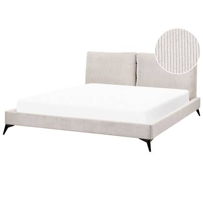 Beliani-MELLE -Tweepersoonsbed-Licht-180 x 200 cm-Corduroy Beige