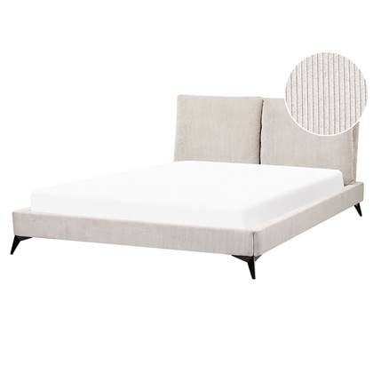 Beliani-MELLE -Tweepersoonsbed-Licht-160 x 200 cm-Corduroy Beige