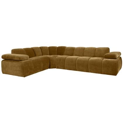 WOOOD Mojo Hoekbank Links - Ribstof - Honing - 74x310x230 Geel