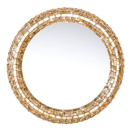 PTMD Chelsae Cream poly round shell mirror large