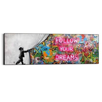 Schilderij - Follow your dreams - 52x156 cm Hout