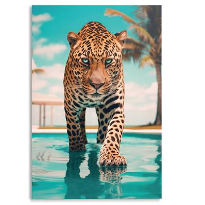 Glasschilderij Pool Tiger 116x78 cm