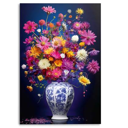 Glasschilderij Delft Flowers 116x78 cm