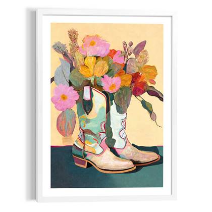 Schilderij Kunst Flower Boots 70x50 cm Hout