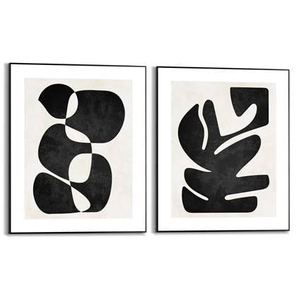 Reinders Schilderijen set Abstract Twin Black Set - 50x40 cm - Hout