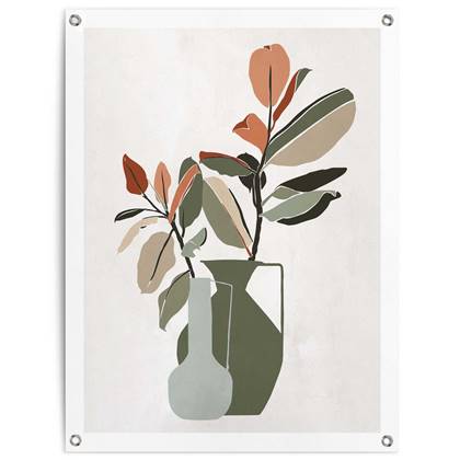 Tuinposter Abstract Vaas met bloemen 80x60 cm Canvas - Reinders