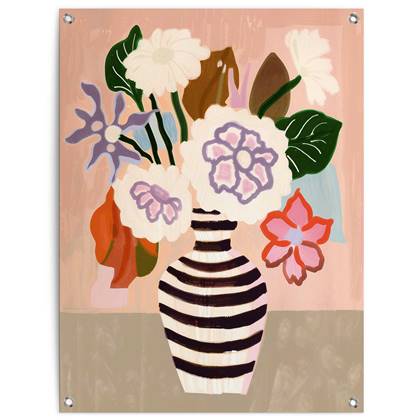 Tuinposter Black White Striped Vase 80x60 cm