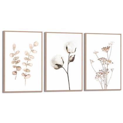 Reinders Schilderijen set Droogbloemen - 30x20 cm - Hout