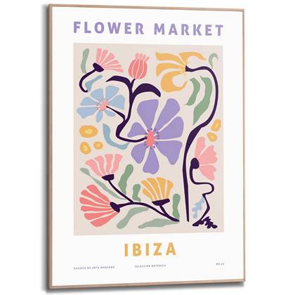 Schilderij - Ibiza Flower Market - 70x50 cm Hout