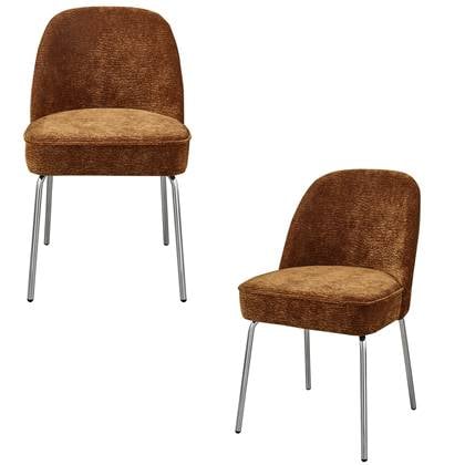 BePureHome Vogue Eetkamerstoelen - Polyester - Midden Bruin -Set van 2