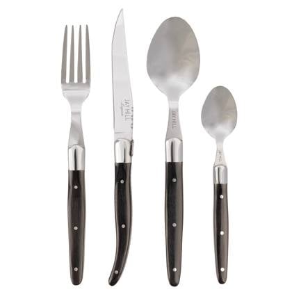 Jay Hill Bestekset Laguiole - Zwart - 16 delig | 4 personen Zilver