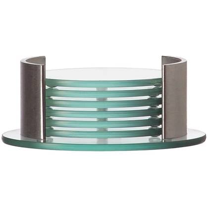 Leonardo Onderzetters + Houder Spirit ø 14 cm 7-Delig Transparant