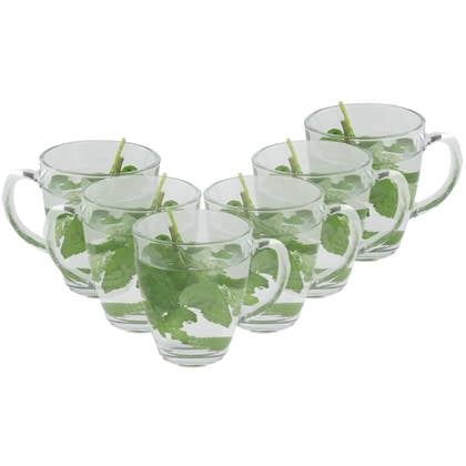 OTIX Theeglazen met Oor 6 Stuks Theetassen 350ml Groot Glas Cappucc...