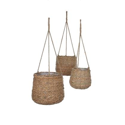Mica Decorations Avalon Plantenmand Hangend - Set van 3 - Licht Bruin
