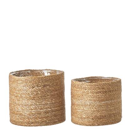 Mica Decorations Atlantic Plantenmand Set van 2 - Ø30 cm - Licht Bruin