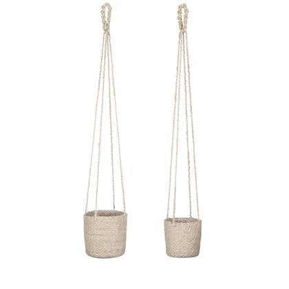 Mica Decorations Atlantic Mand voor Planten - Set van 2 - H16 x Ø16 cm - Crème