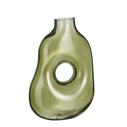 Mica Decorations Jay Vaas - L18,5 x B10,5 x H25 cm - Glas - Licht Groen
