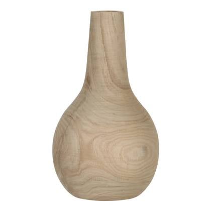 Mica Decorations Pia Vaas - H28 x Ø16 cm - Paulownia Hout - Lichtbruin