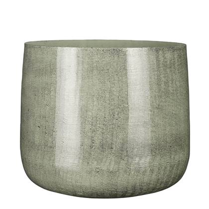 Mica Decorations Benson Bloempot - H27 x Ø32 cm - Metaal - Licht Grijs