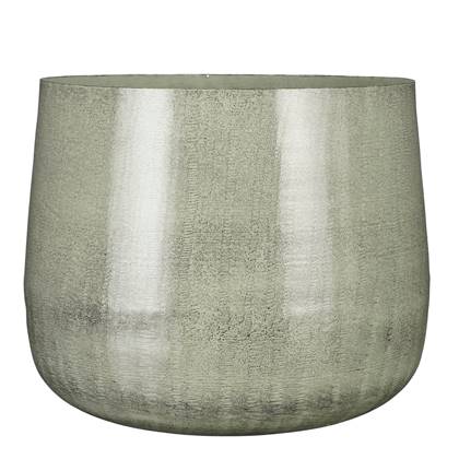 Mica Decorations Benson Bloempot - H32 x Ø37 cm - Metaal - Licht Grijs