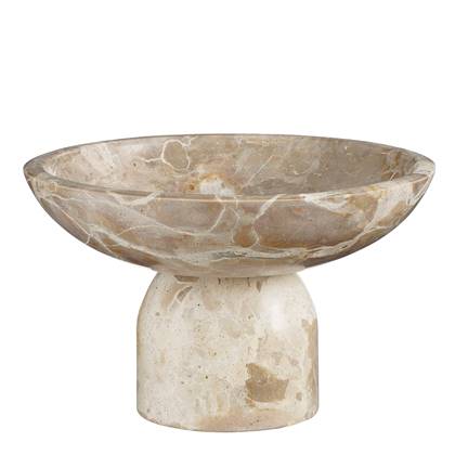 Mica Decorations Finnos Schaal op Voet - H11 x Ø25 cm - Marmer - Beige