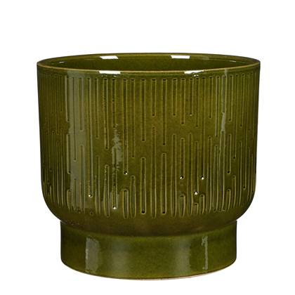 Mica Decorations Thiago Bloempot Rond - H23 x Ø26 cm - Donkergroen